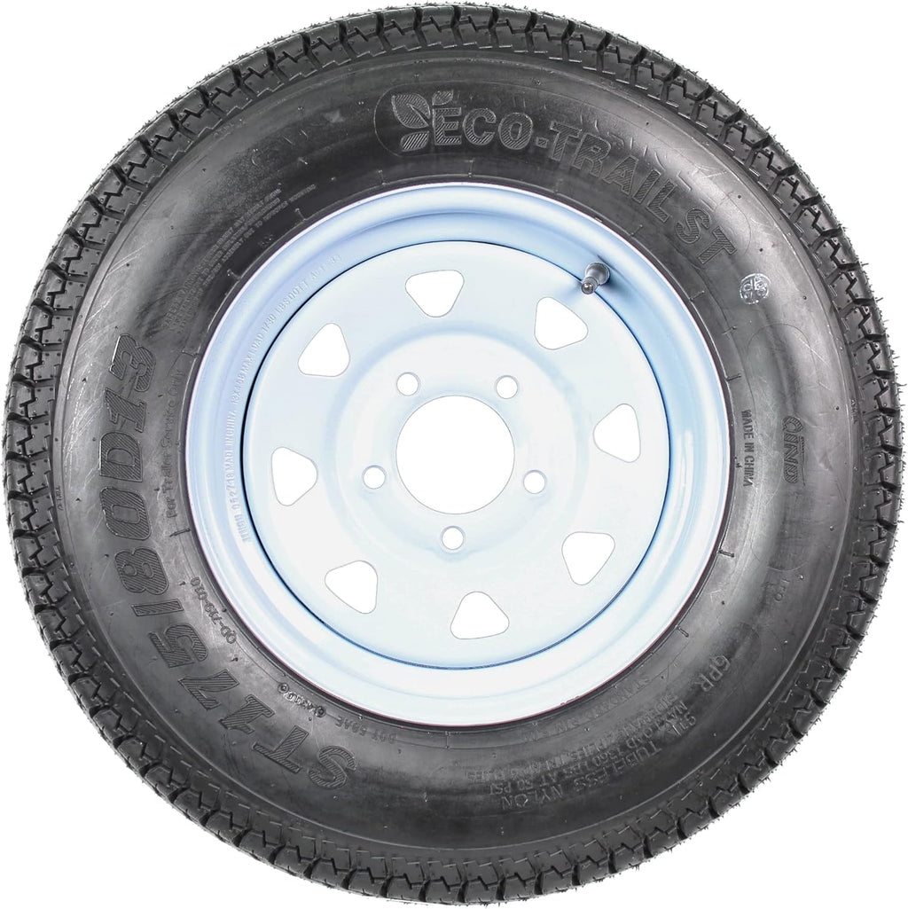 2-Pk Trailer Tire On Rim ST175/80D13 175/80 13 in. LRC 5 Hole White Spoke Wheel S790008