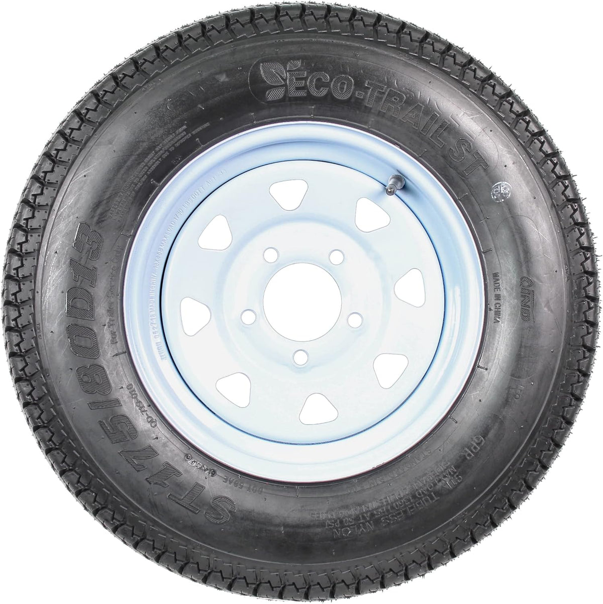 2-Pk Trailer Tire On Rim ST175/80D13 175/80 13 in. LRC 5 Hole White Spoke Wheel S790008