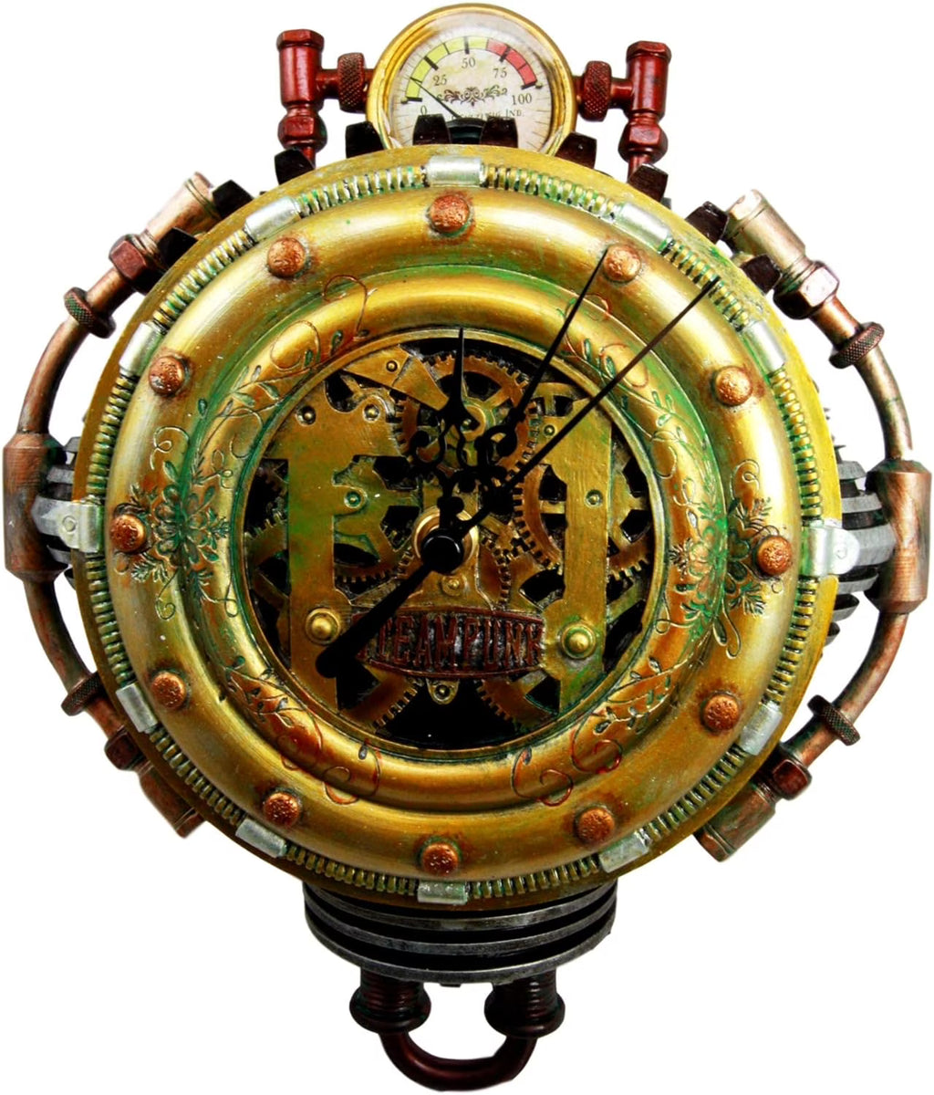 Steampunk Decorative Wall Clock Figurine 11" H I300