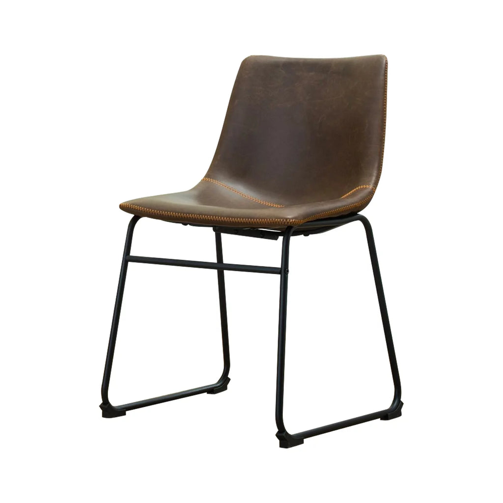 Antique Brown PU Leather Dining Chair Set of 2 Y524011