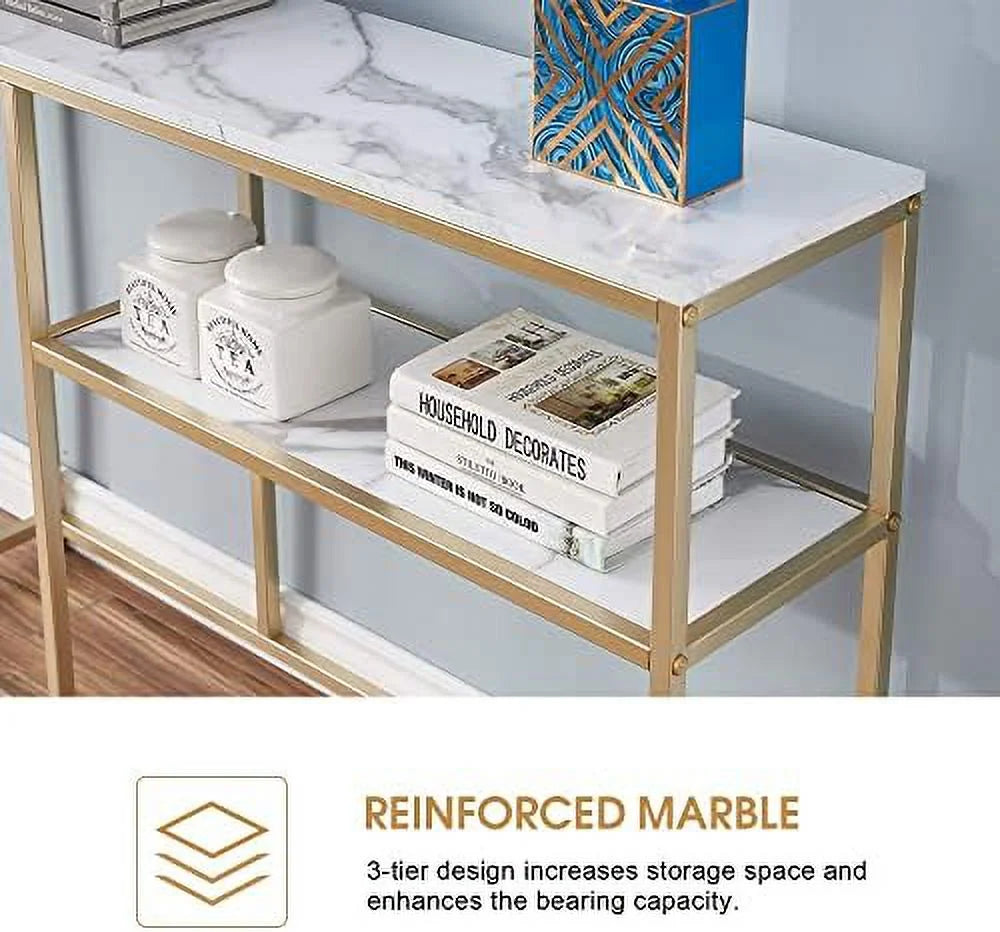 Narrow White Marble Console Table 47 inch P4745