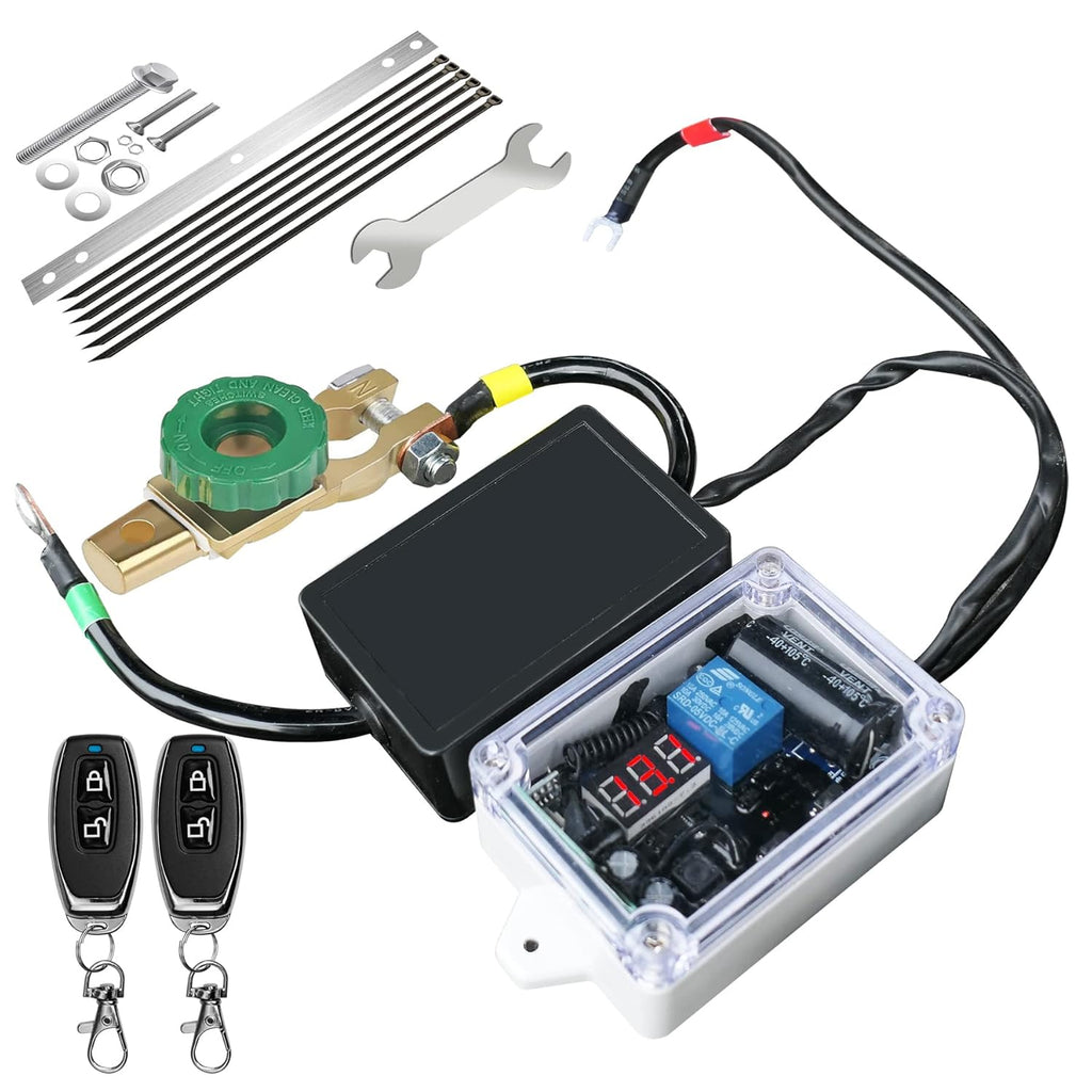 12V Battery Disconnect Switch with LED Digital Voltmeter Display Dual Wireless Control M594