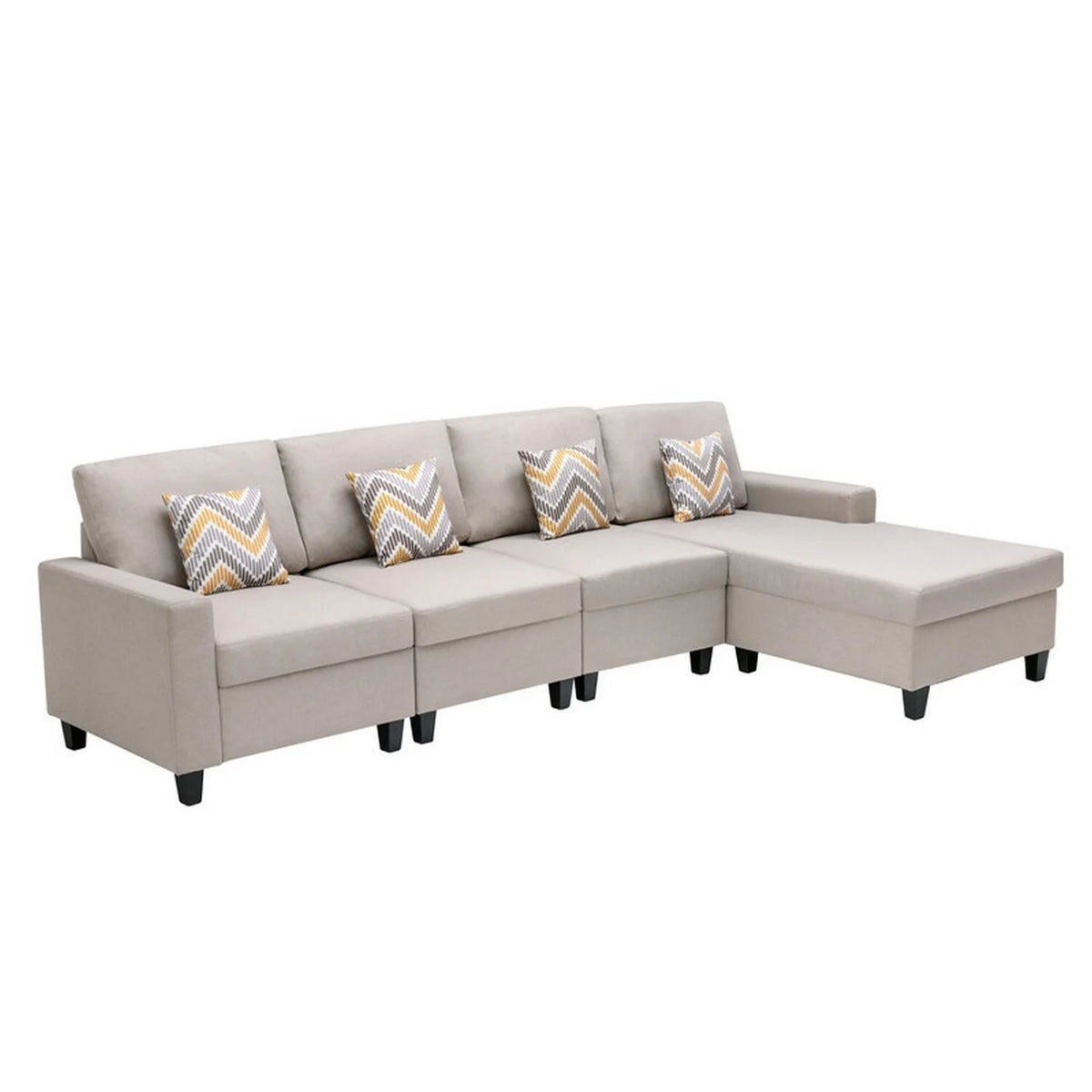 4 Piece L Shape Sectional Sofa with Reversible Chaise M3279
