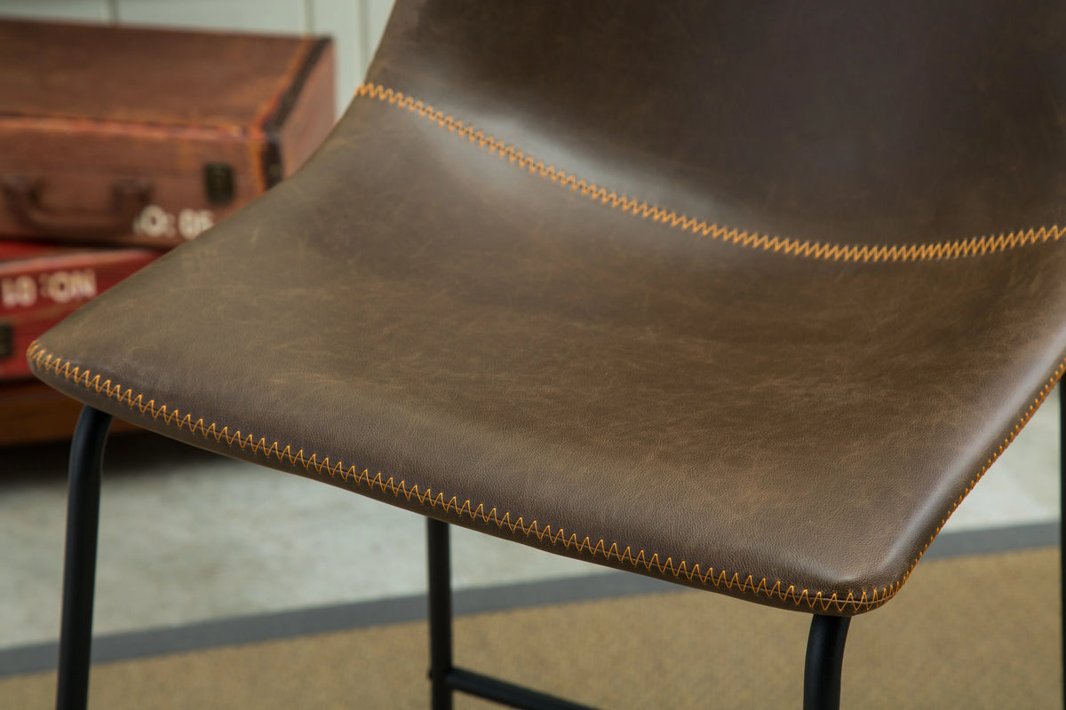 Antique Brown PU Leather Dining Chair Set of 2 Y524011