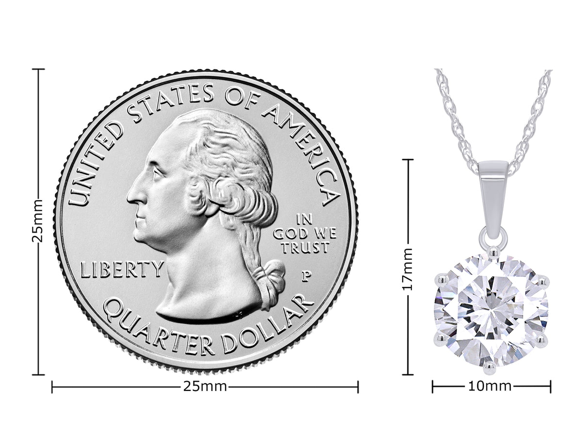 18K White Gold Over Sterling Silver Moissanite Pendant Necklace A32295