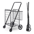 Black Folding Utility Shopping Cart with Double Basket and Wheels S24030