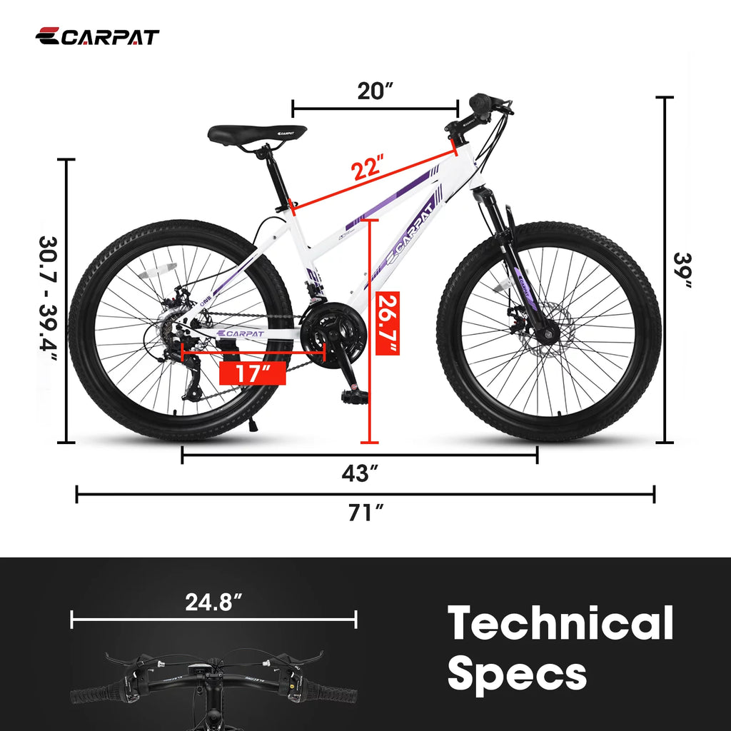 26 inch White Disc Brakes Mountain Bike X836763