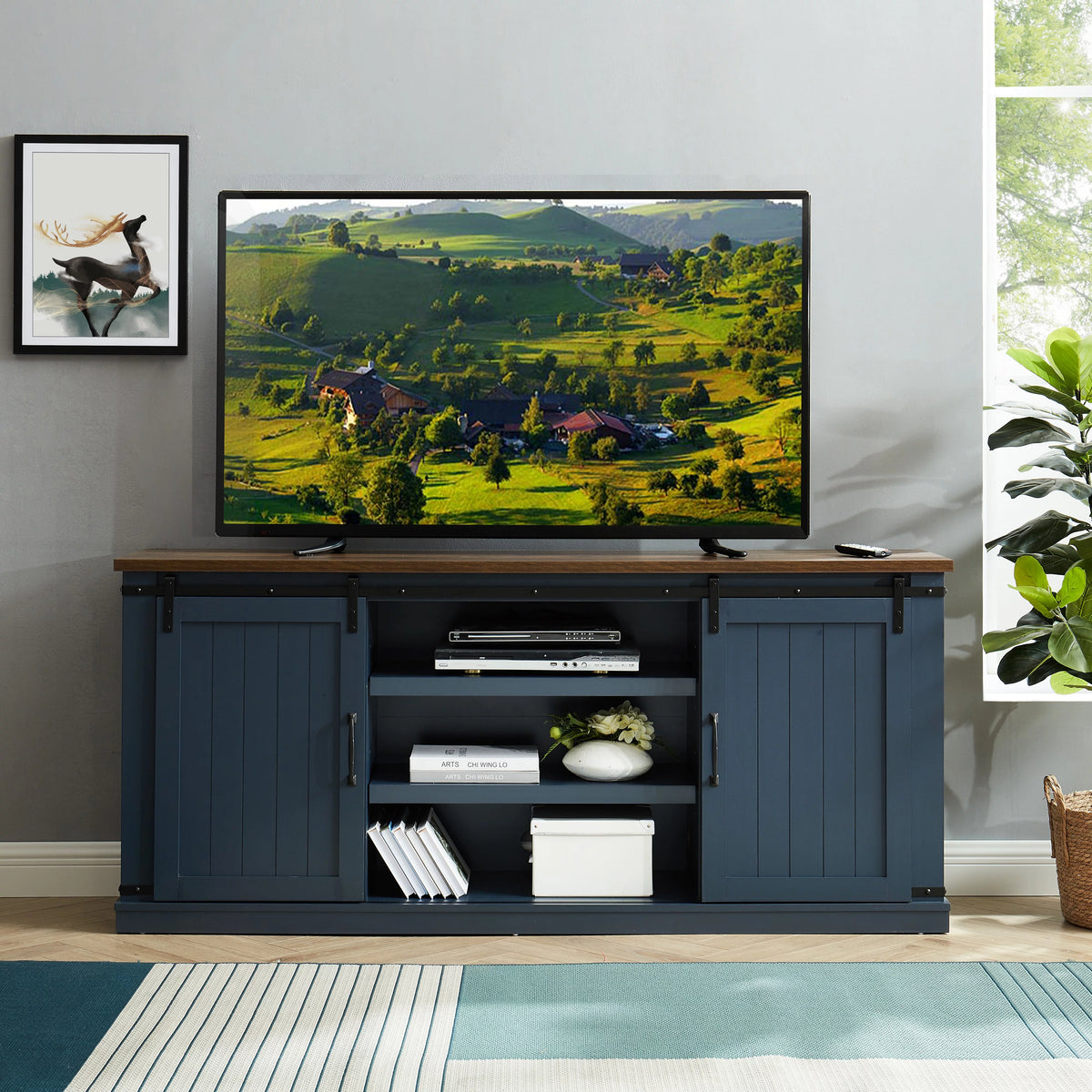Farmhouse Sliding Barn Door TV Stand G414536