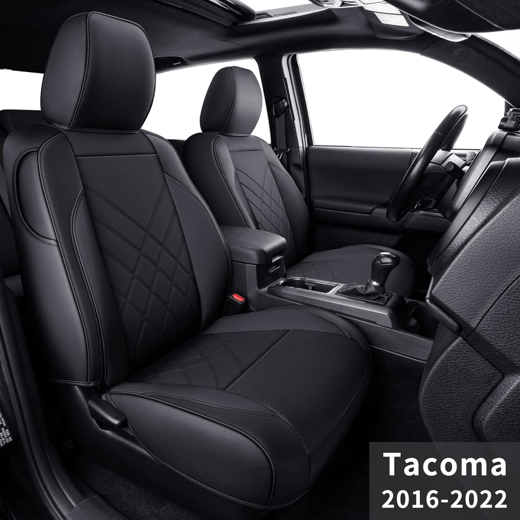 Black & Gray Faux Leather Seat Covers Z892571