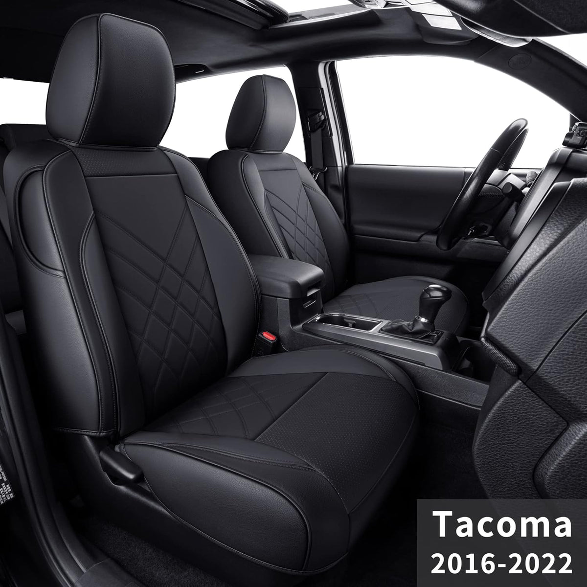 Black & Gray Faux Leather Seat Covers Z892571