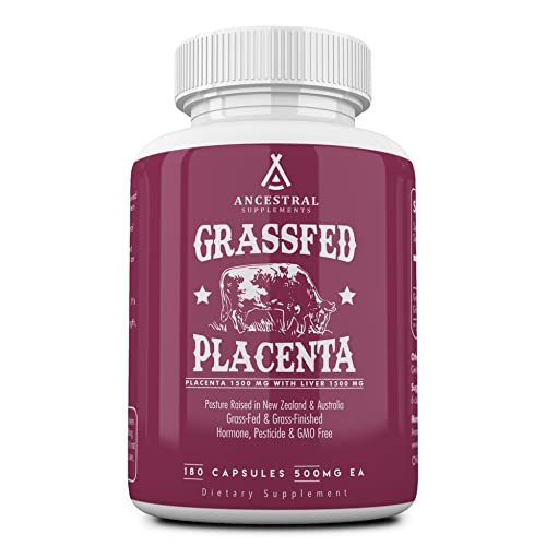 Grass Fed Placenta Supplement with Liver, 180 Capsules Y7441