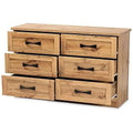 Oak Brown 6-Drawer Wood Storage Dresser C4331