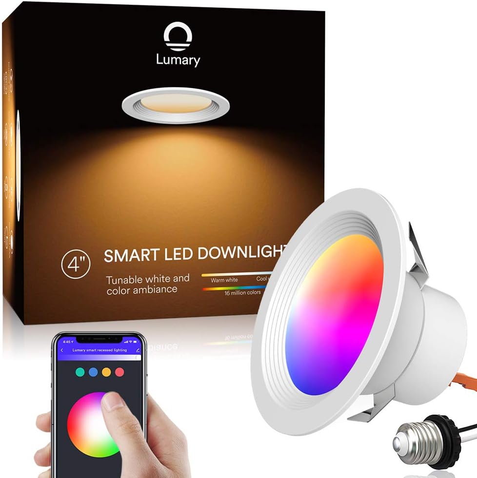 5/6 inch LED Smart Recessed Lighting Wi-Fi Can Lights RGBWW Downlight 13W (80W Equivalent) 1100LM X75191