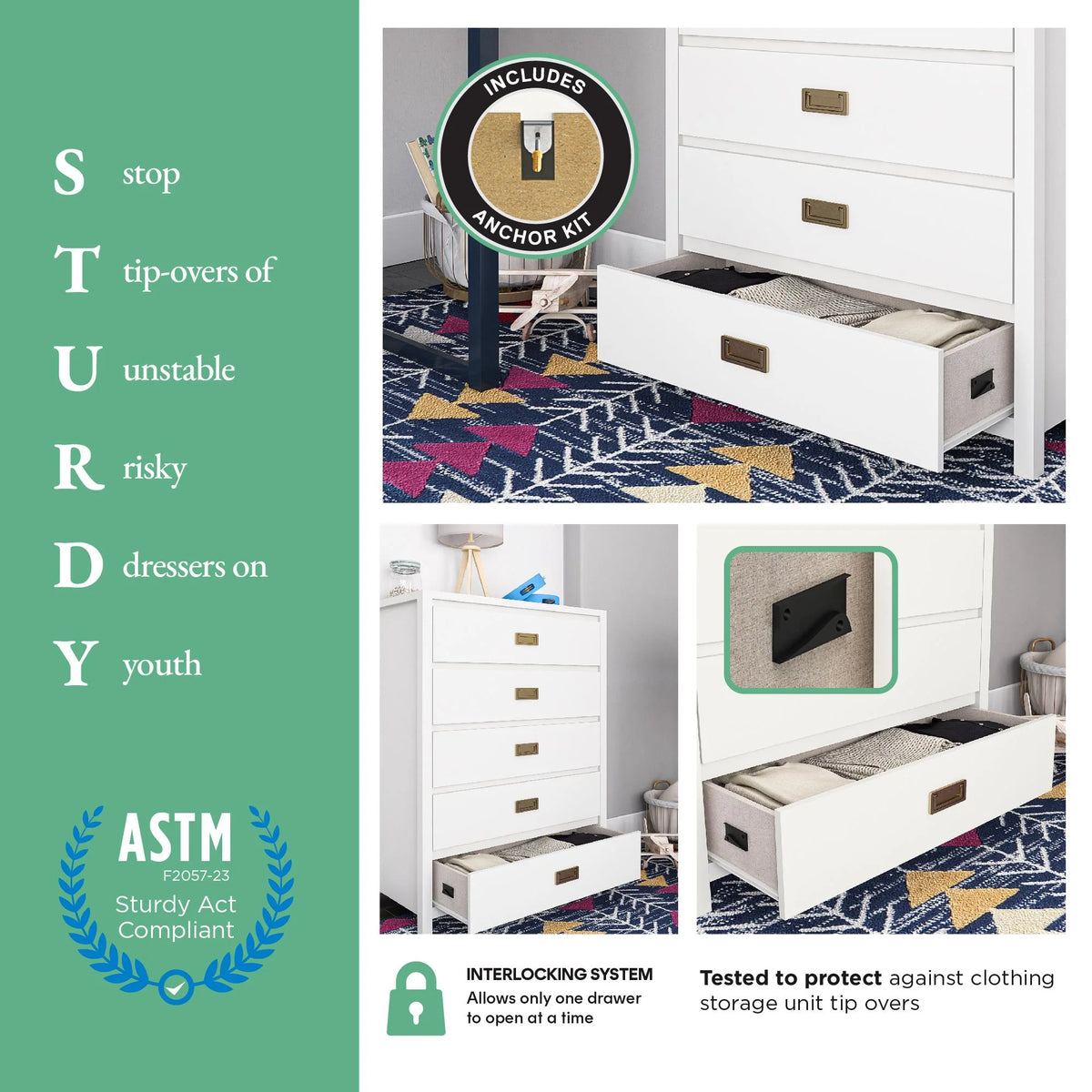 White 6 Drawer Kids' Dresser I698532