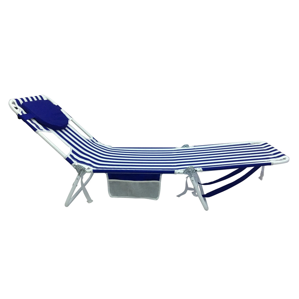 Blue & White Stripe Folding Beach Lounger 2-Pack O36174