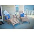 Weathered Wood Plastic Folding Adirondack Chair with Table and Ottoman P41616