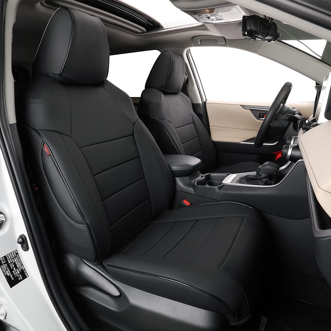 Custom Fit Full Set Car Seat Covers Leatherette Beige J34746