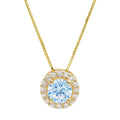 18k Yellow Gold Swiss Blue Topaz Pendant with Gold Chain S165