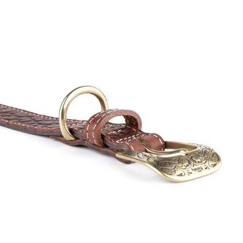 Genuine Embossed Italian Leather Dog Collar I957