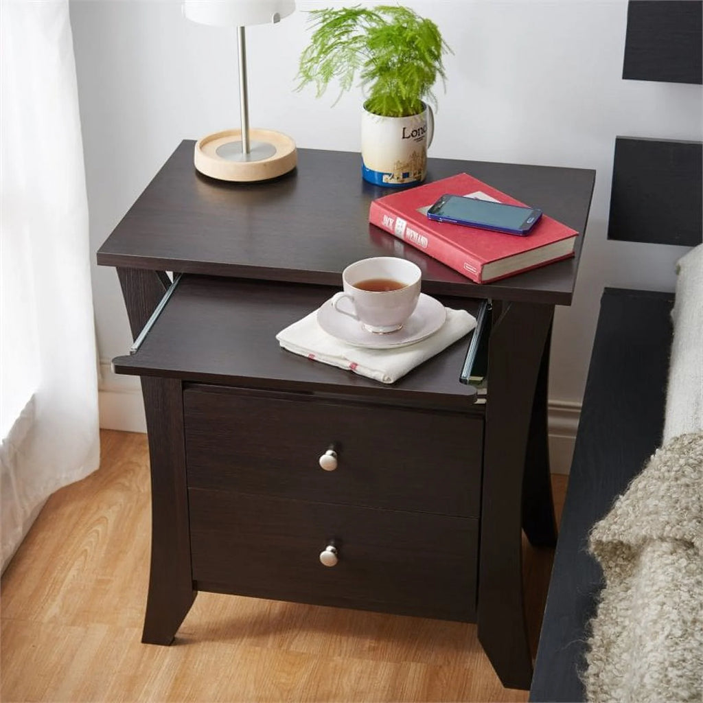 Wood 2-Drawer End Table with Tray in Espresso A162725