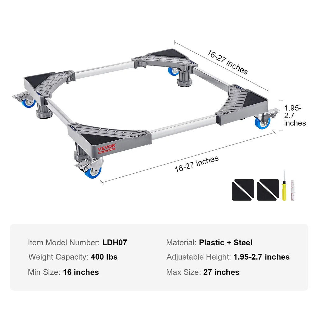 Adjustable Washing Machine Stand 400 lbs 4 Wheels H569024