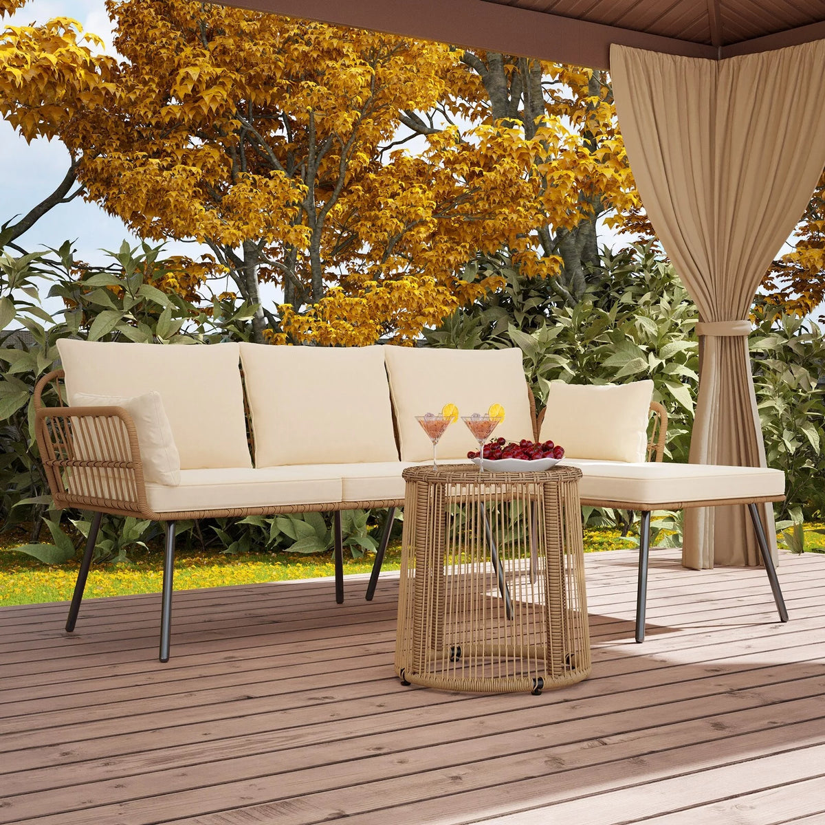 3-piece Woven Outdoor Sectional Sofa Set P485183