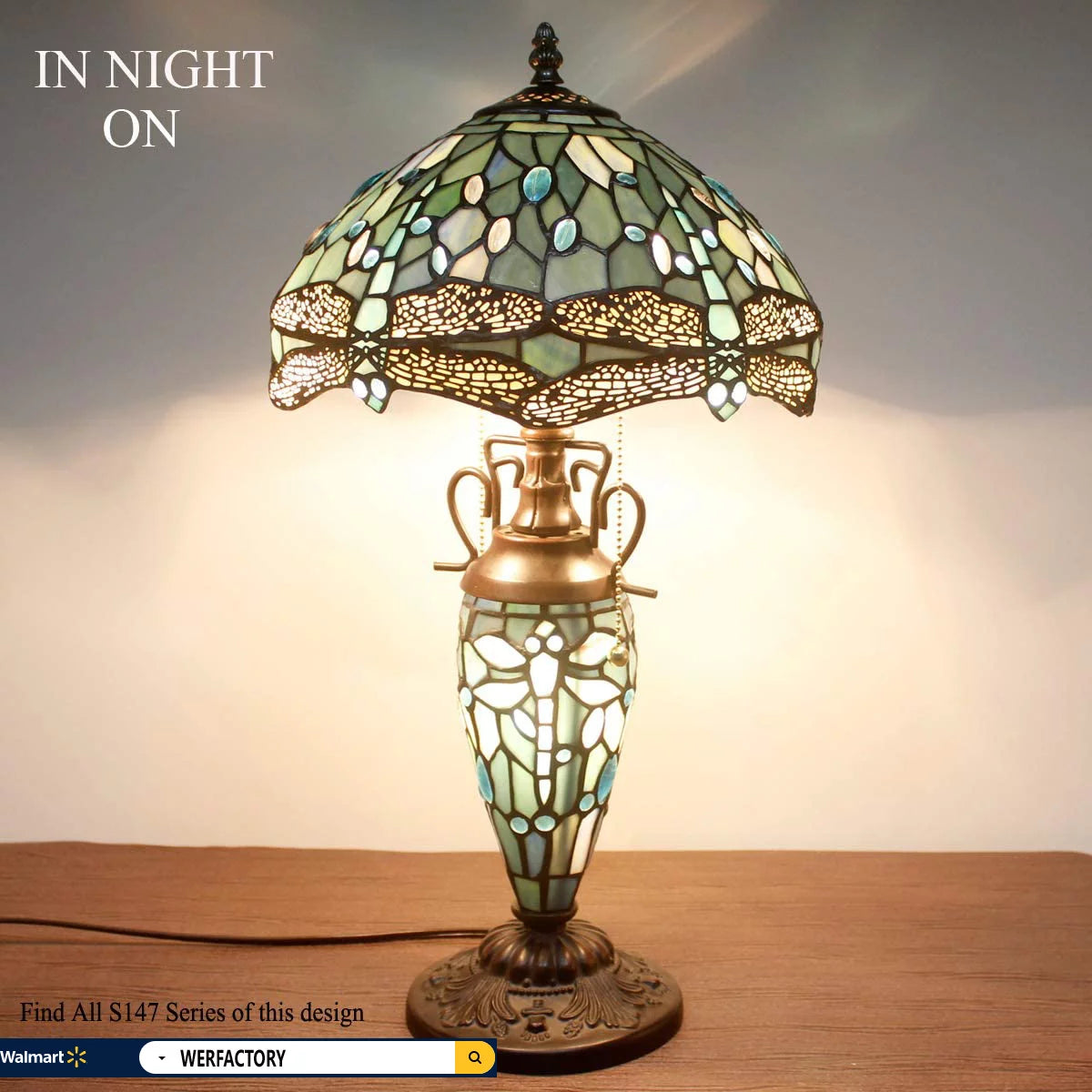 Sea Blue Stained Glass Table Lamp T714