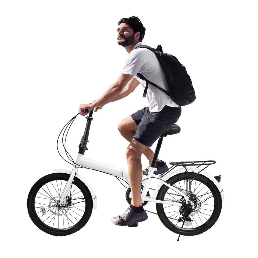 White 20-inch 7 Speed Folding Bicycle H45136