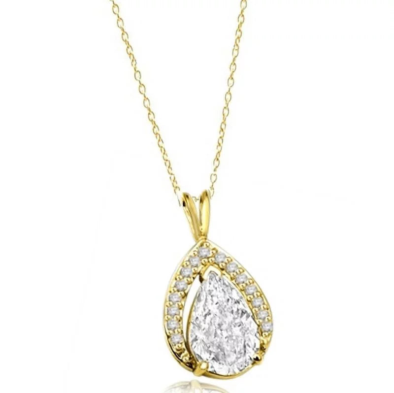 Lab-made Pear Cut Pendant in 14K Yellow Gold U367