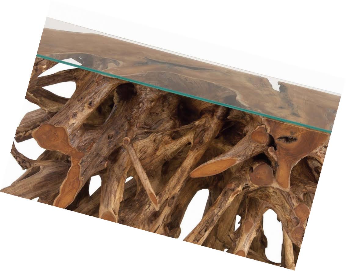 Teak Glass Console Table Y993853