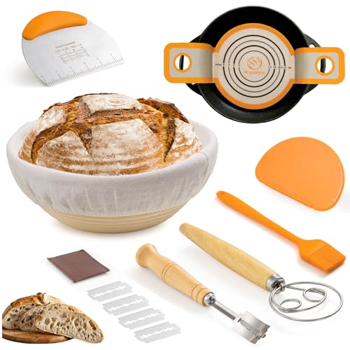10 inch Oval & 9 inch Round Banneton Bread Proofing Basket with Linen Liner V634