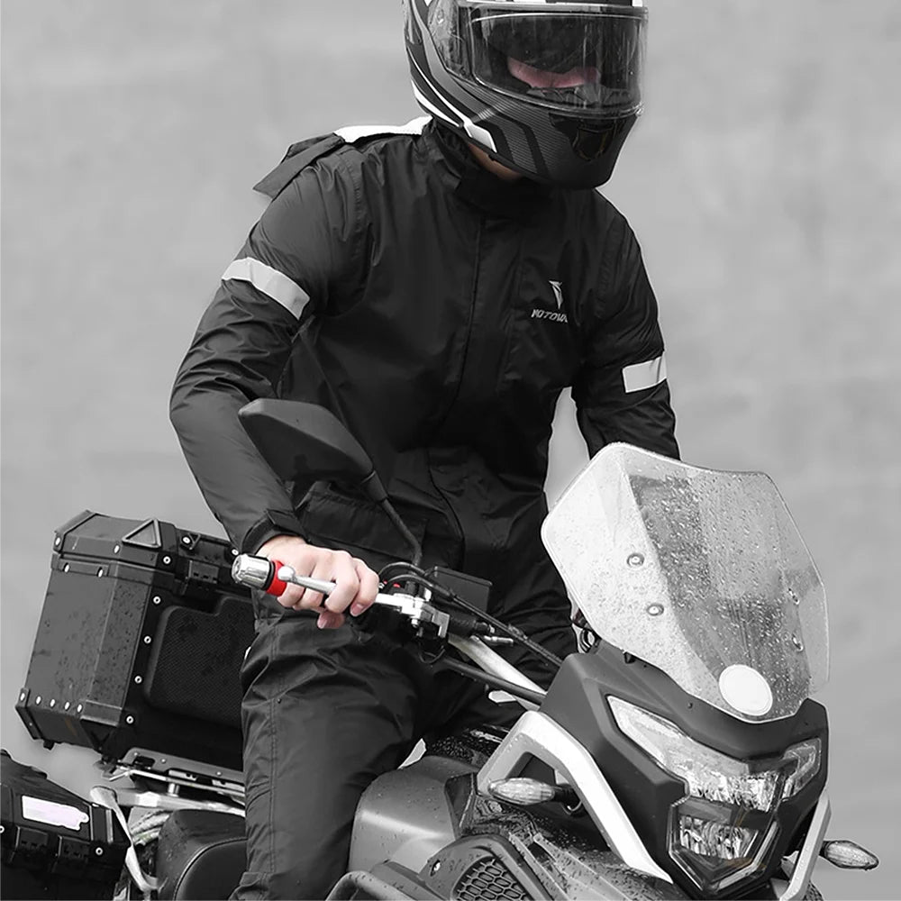 Men Motorcycle Reflective Waterproof Rain Jacket and Pants Rain Gear Q3983