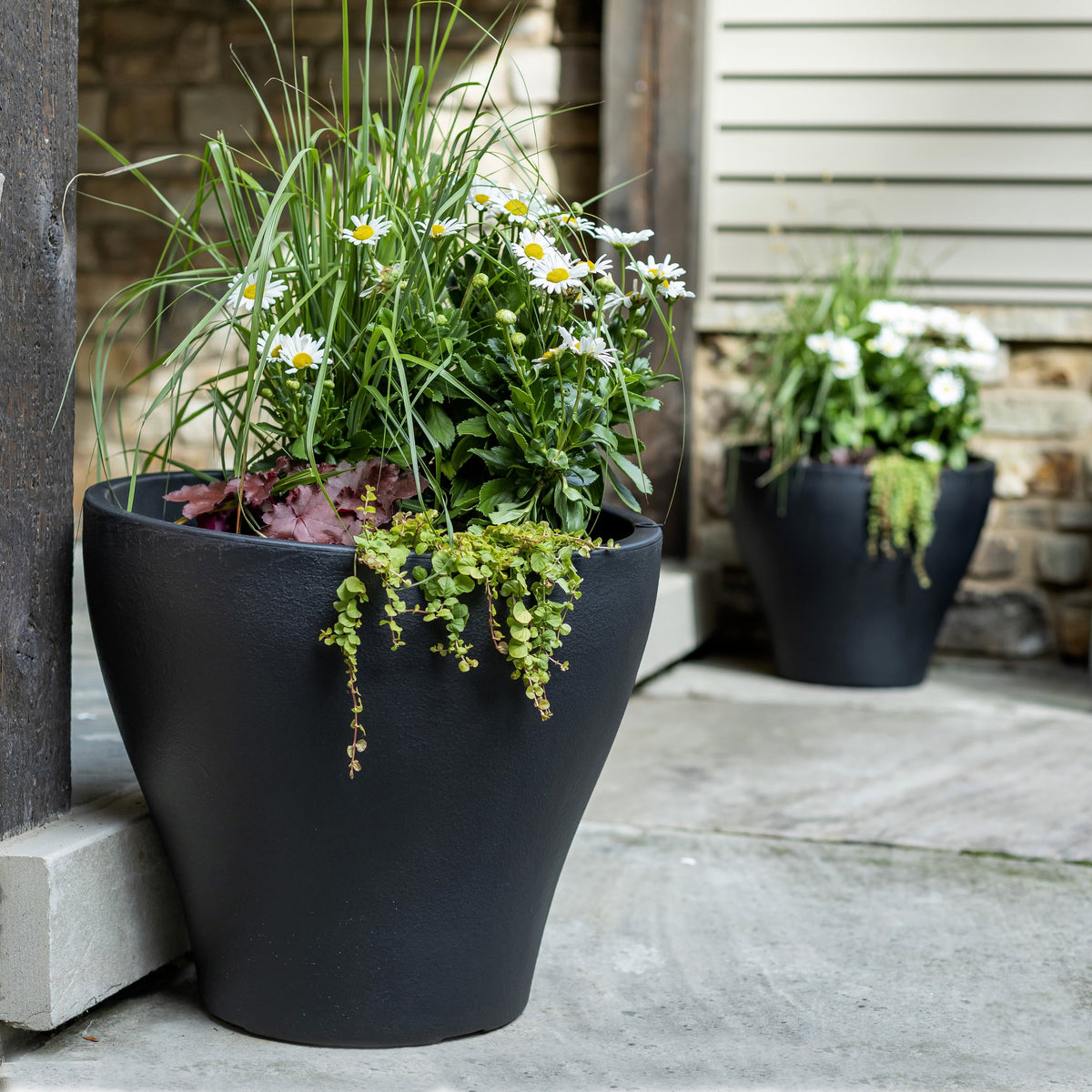 Dark Cedar Round Indoor Outdoor Plastic Planter and Pot I756