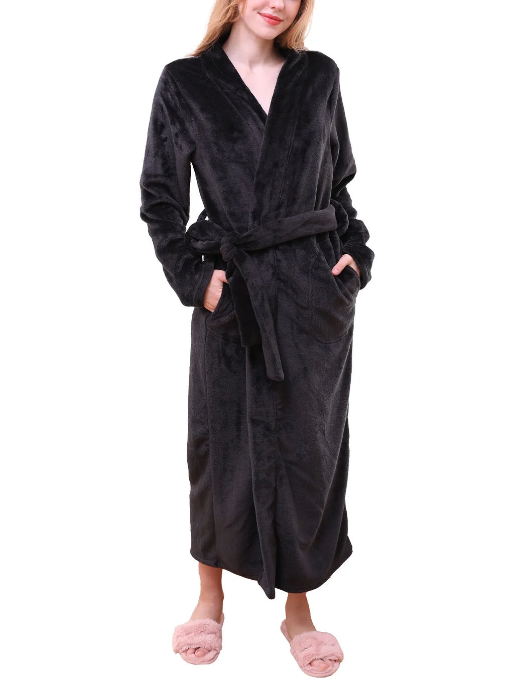 Maxi Length Soft Robe Pajama with Waist Tie S287