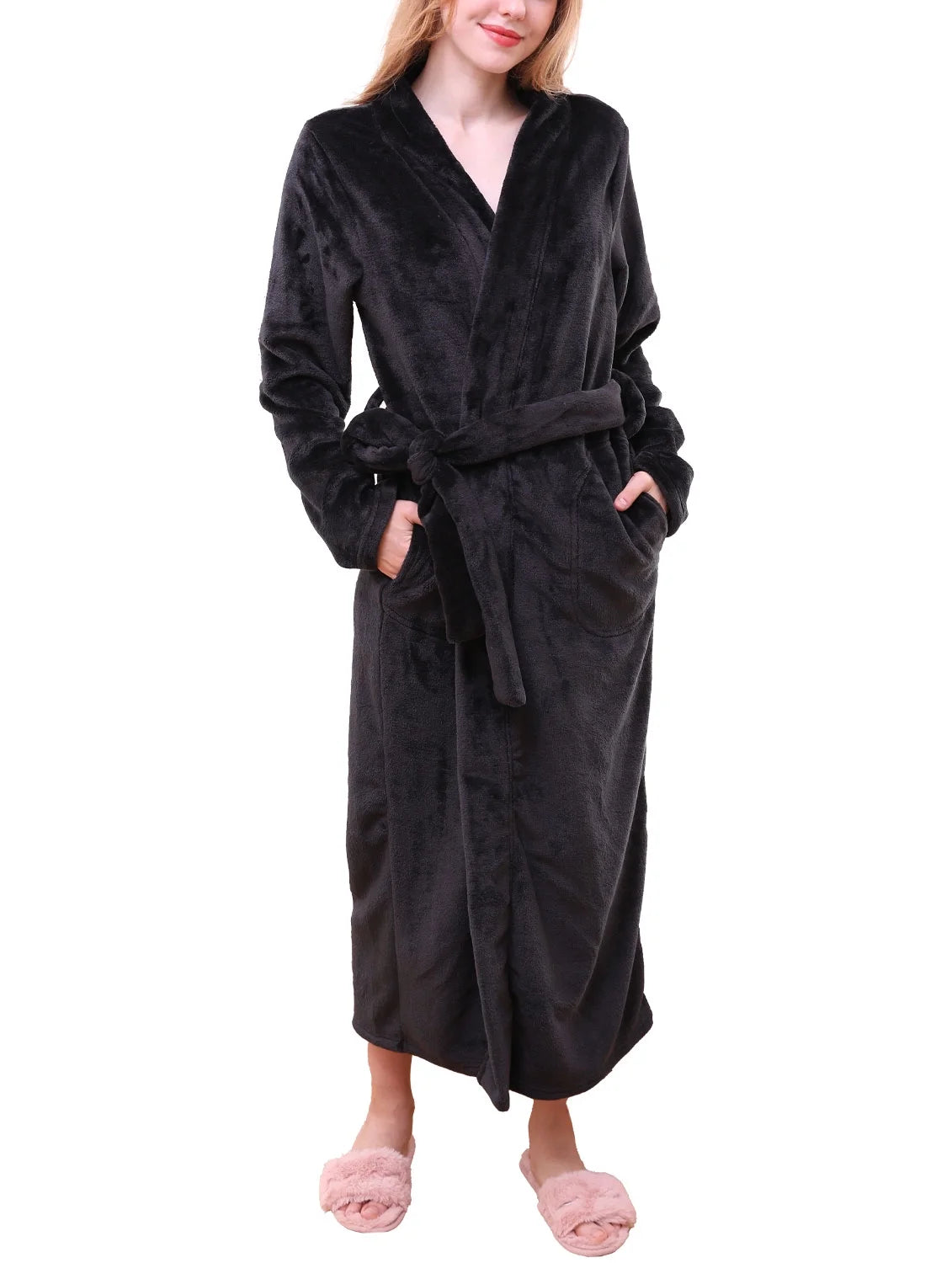 Maxi Length Soft Robe Pajama with Waist Tie S287