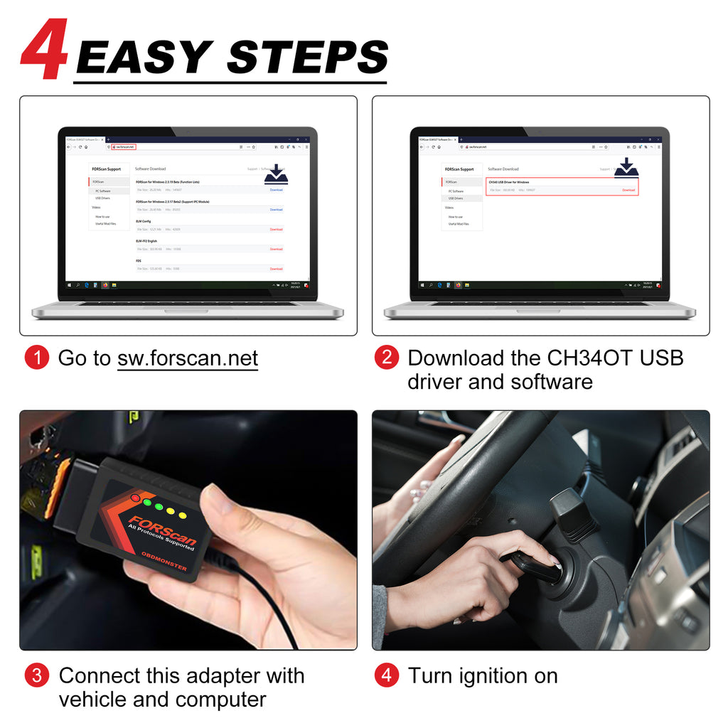 OBD2 Adapter OBDII Diagnostic Scanner via USB for Windows N4725