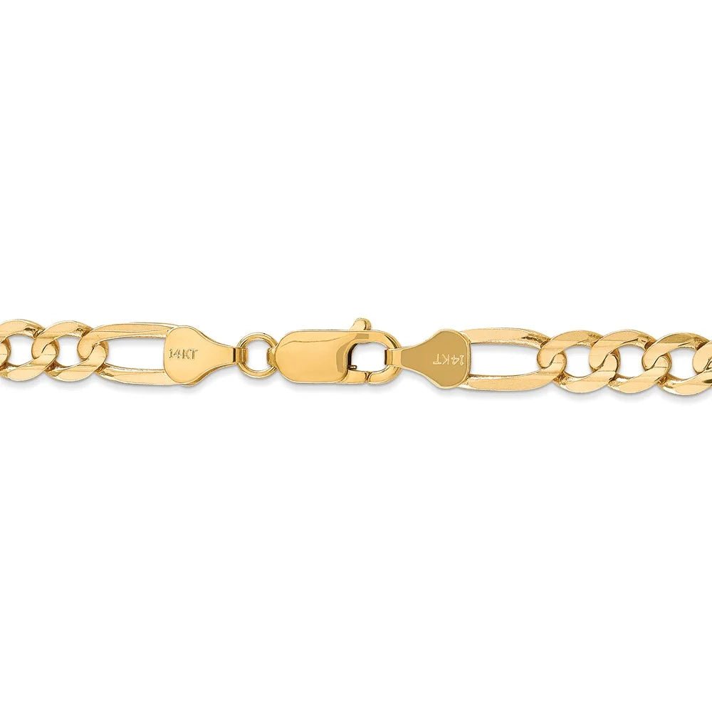 14kt Yellow Gold 6mm Open Figaro Chain 18 inch Lobster Clasp V7804