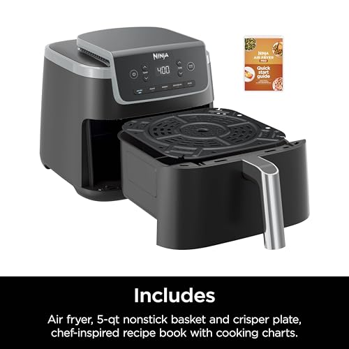 4-in-1 Air Fryer with 5 QT Capacity, Nonstick Basket & Crisper Plate, Grey C240375