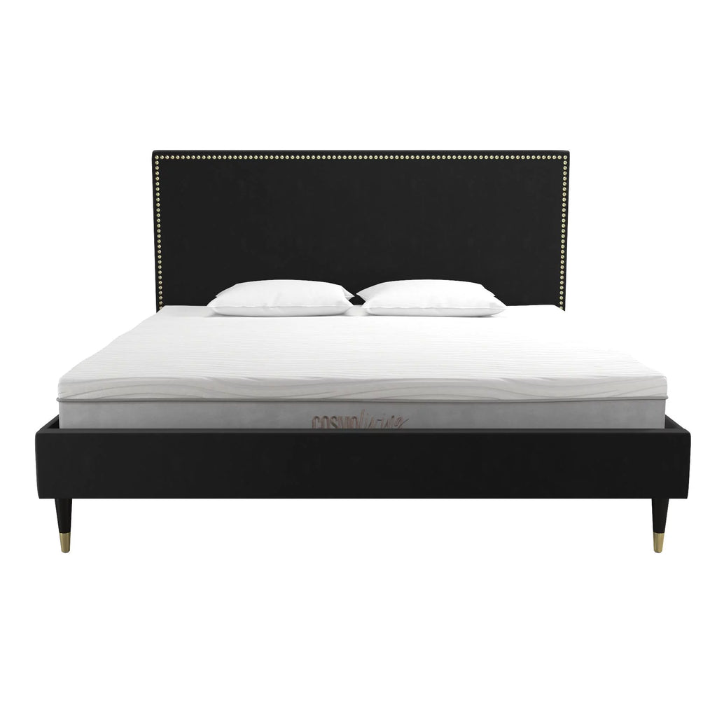Black Velvet King Upholstered Bed C2993