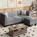 Black L Shaped Linen Fabric Sectional Sofa K34451