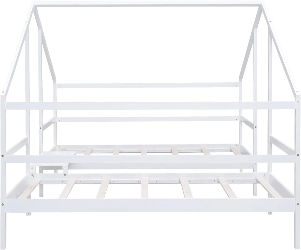 Solid Wood White Kids Bed Frame with Rails U163875