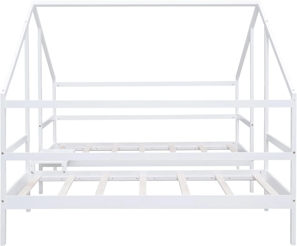 Solid Wood White Kids Bed Frame with Rails U163875