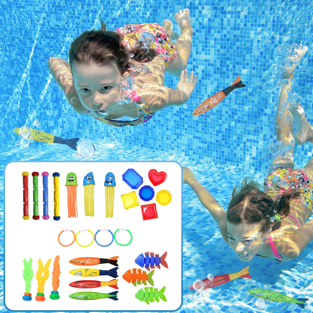 Pool Toys Underwater Swim Diving Toy Sets with Water Rings, Sticks, Octopus, Torpedo Bandits & Balls for Kids I877