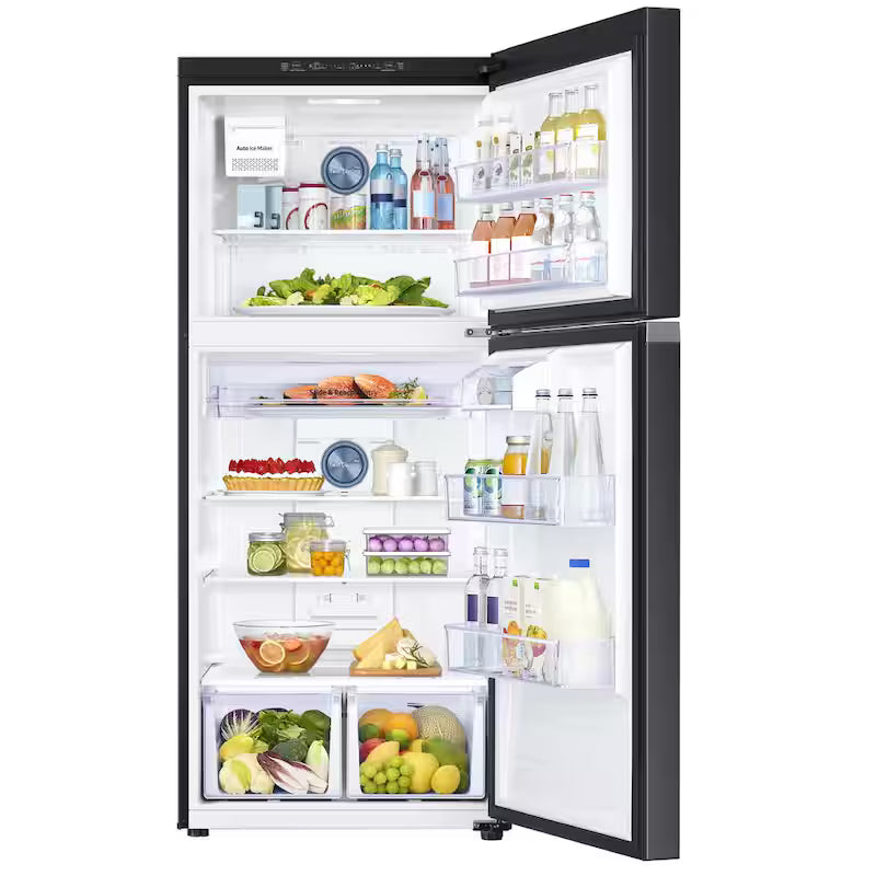 29 in. 17.6 cu. ft. Top Freezer Refrigerator with Ice Maker in Black Stainless Steel A5971