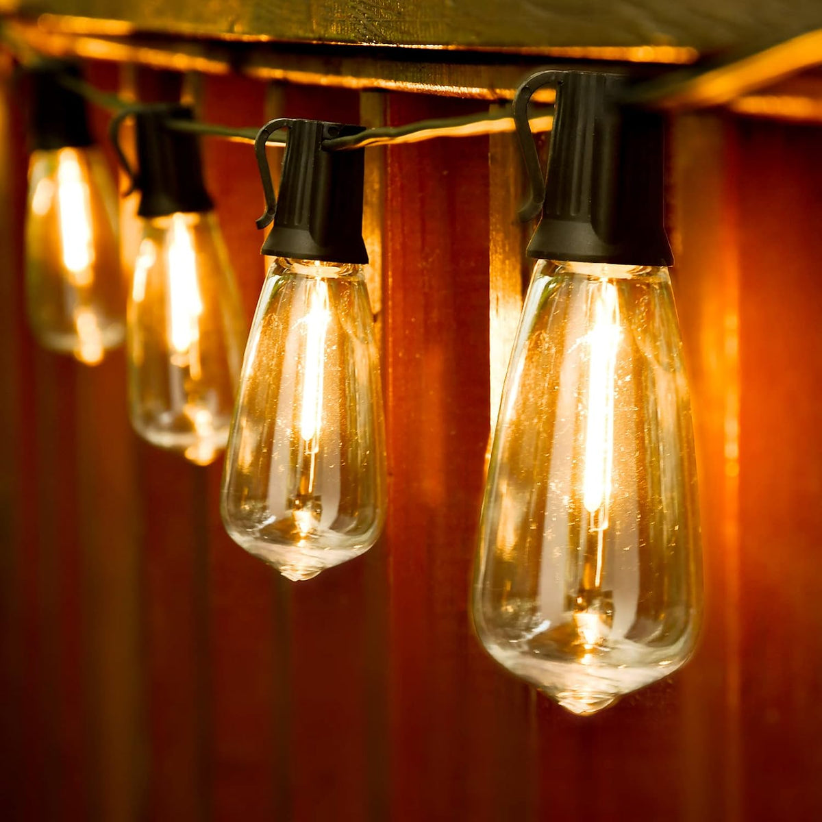 60FT 2 Pack Outdoor String Lights LED Patio Lights Waterproof with 32 Large Vintage Bulbs I90065