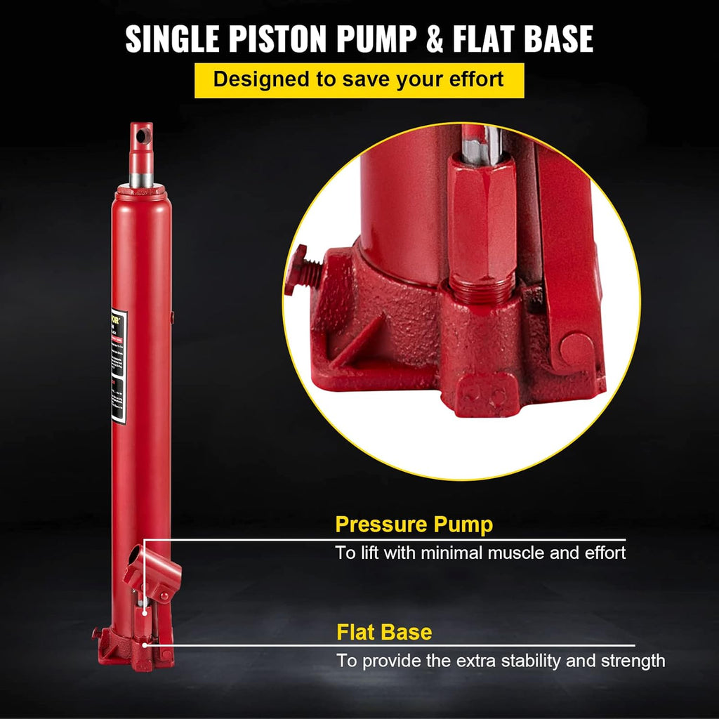 Hydraulic Long Ram Jack, 4 Tons Capacity, Red, Pack of 2 S272668