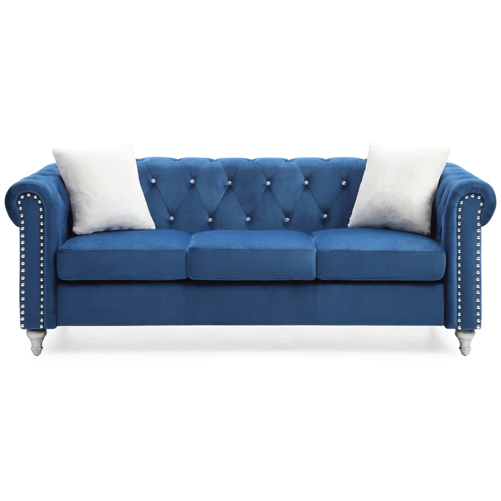 Navy Blue Velvet Sofa J483310