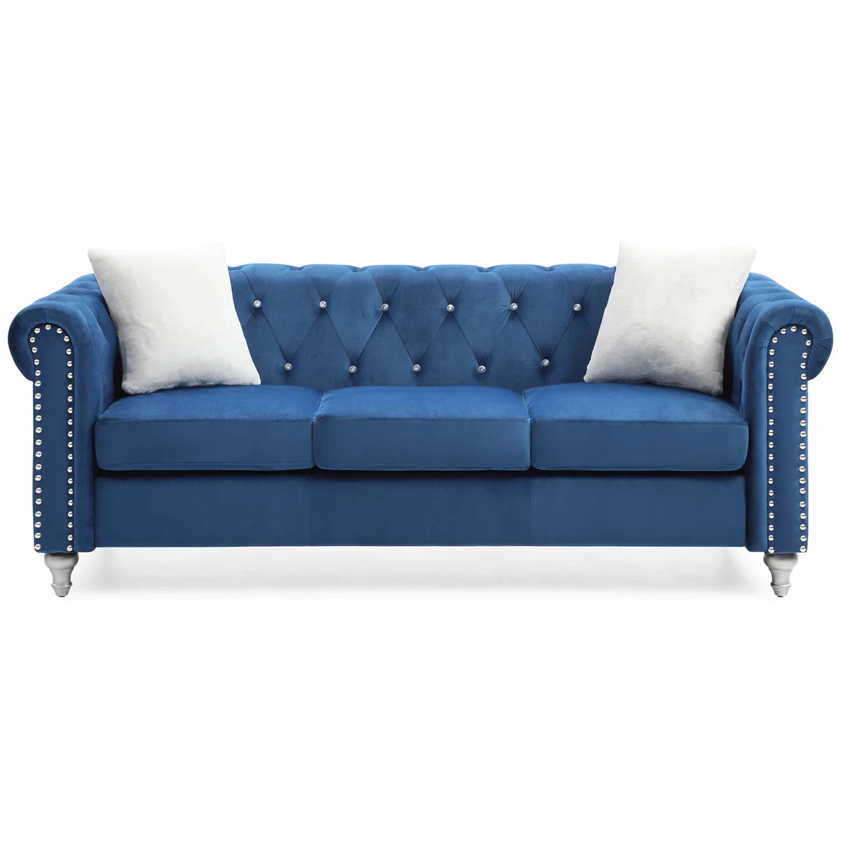 Navy Blue Velvet Sofa J483310