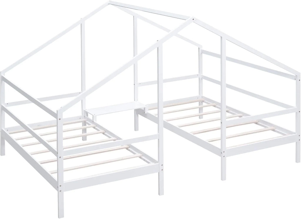 Solid Wood White Kids Bed Frame with Rails U163875