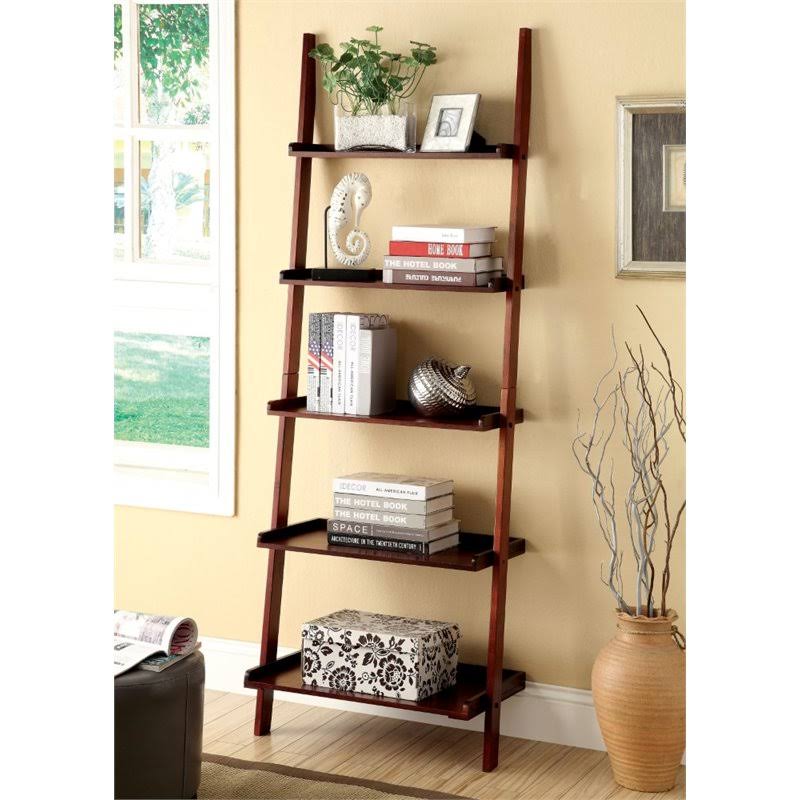 5 Shelf Ladder Bookcase Cherry S8710